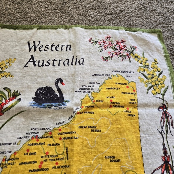 MAP of WESTERN AUSTRALIA LINEN/COTTON TEA TOWEL SOUVENIR - DESIGNED by‎ HEIL - Picture 5 of 7